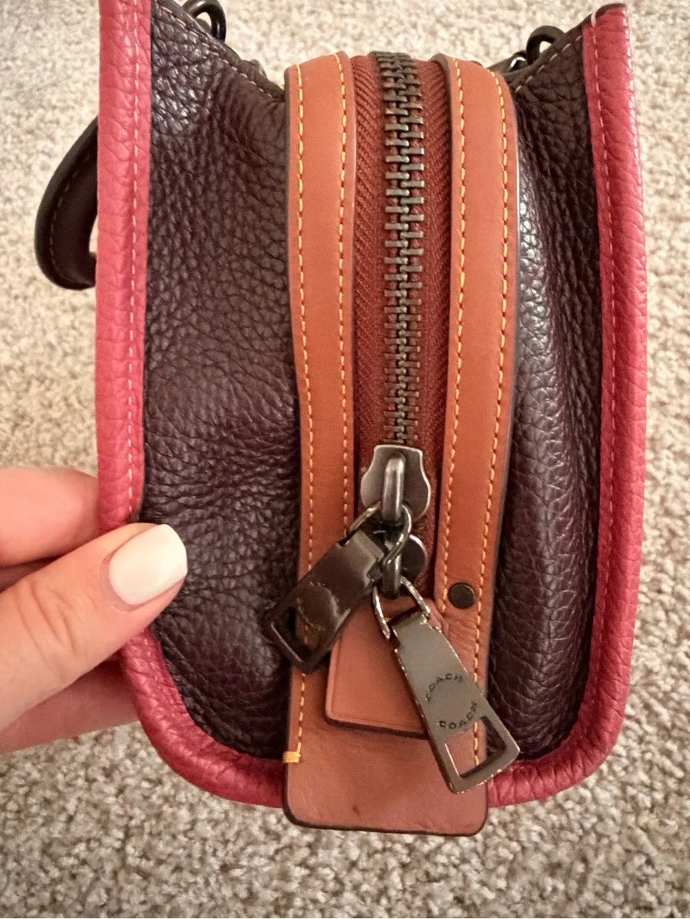 Coach Burgundy Leather Crossbody with Brown Strap vintage